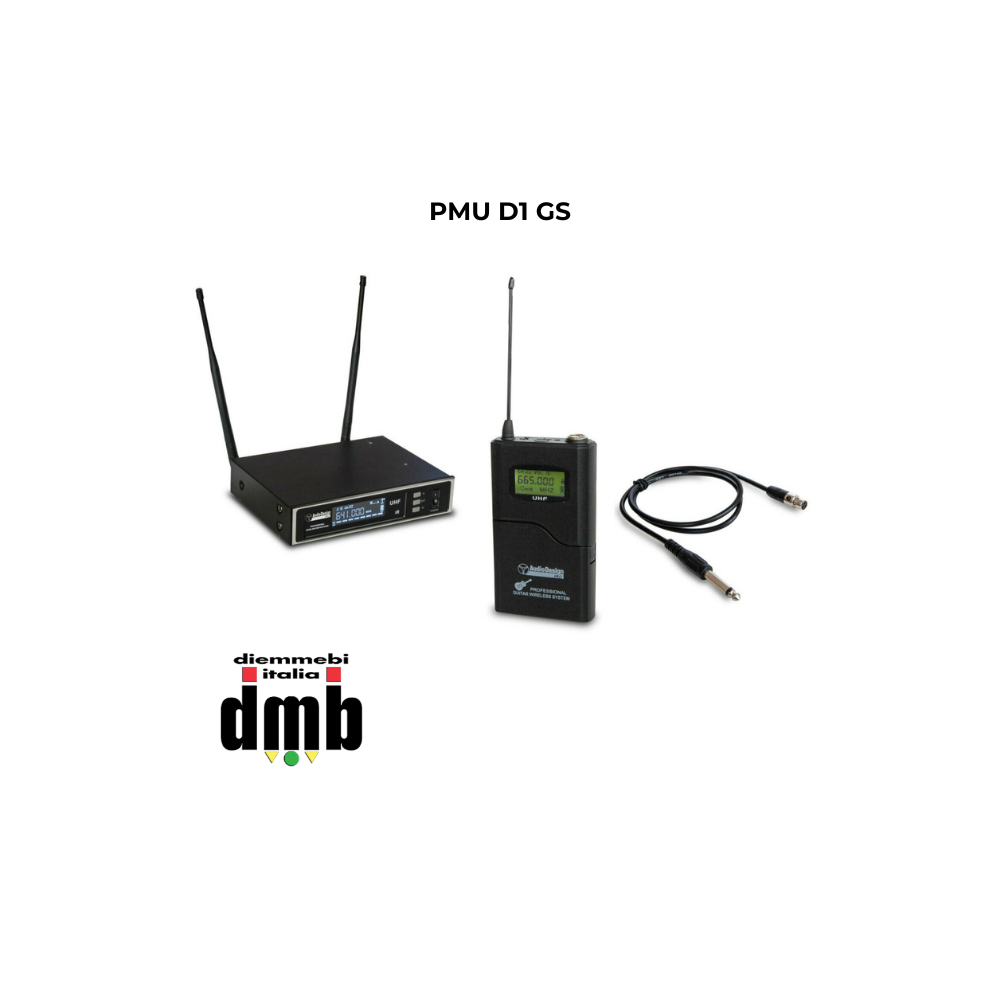 PMU D1 GS - AUDIO DESIGN PRO - Radiomicrofono True Diversity 100 Ch UHF - 1 Body pack per chitarra, con cavo