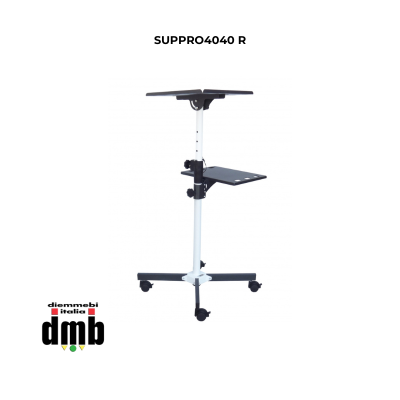 MD ITALY - SUPPRO4040R - Supporto tavolino per videoproiettori, in acciaio, telescopico, richiudibile con ripiano aggiuntivo