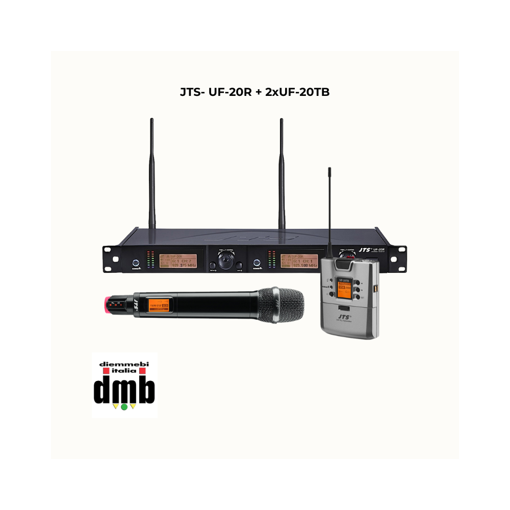 JTS- UF-20R + 2xUF-20TB- Doppio bodypack con ricevitore rack