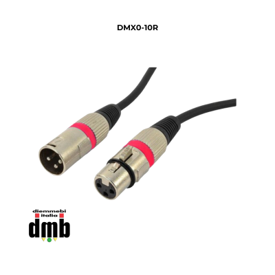 DMX0-10R- CAVO PROFESSIONALE assemblato XLR 3 pin m/f mt 10