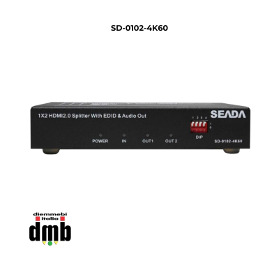 SEADA- SD-0102-4K60- Splitter 1×2 HDMI 2.0 4K60 con audio, ridimensionamento e gestione EDID