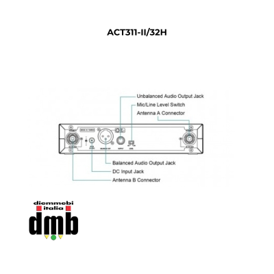 MIPRO - ACT311-II/32H - Ricevitore singolo ACT 72+12 canali UHF + Trasmettitore impugnatura