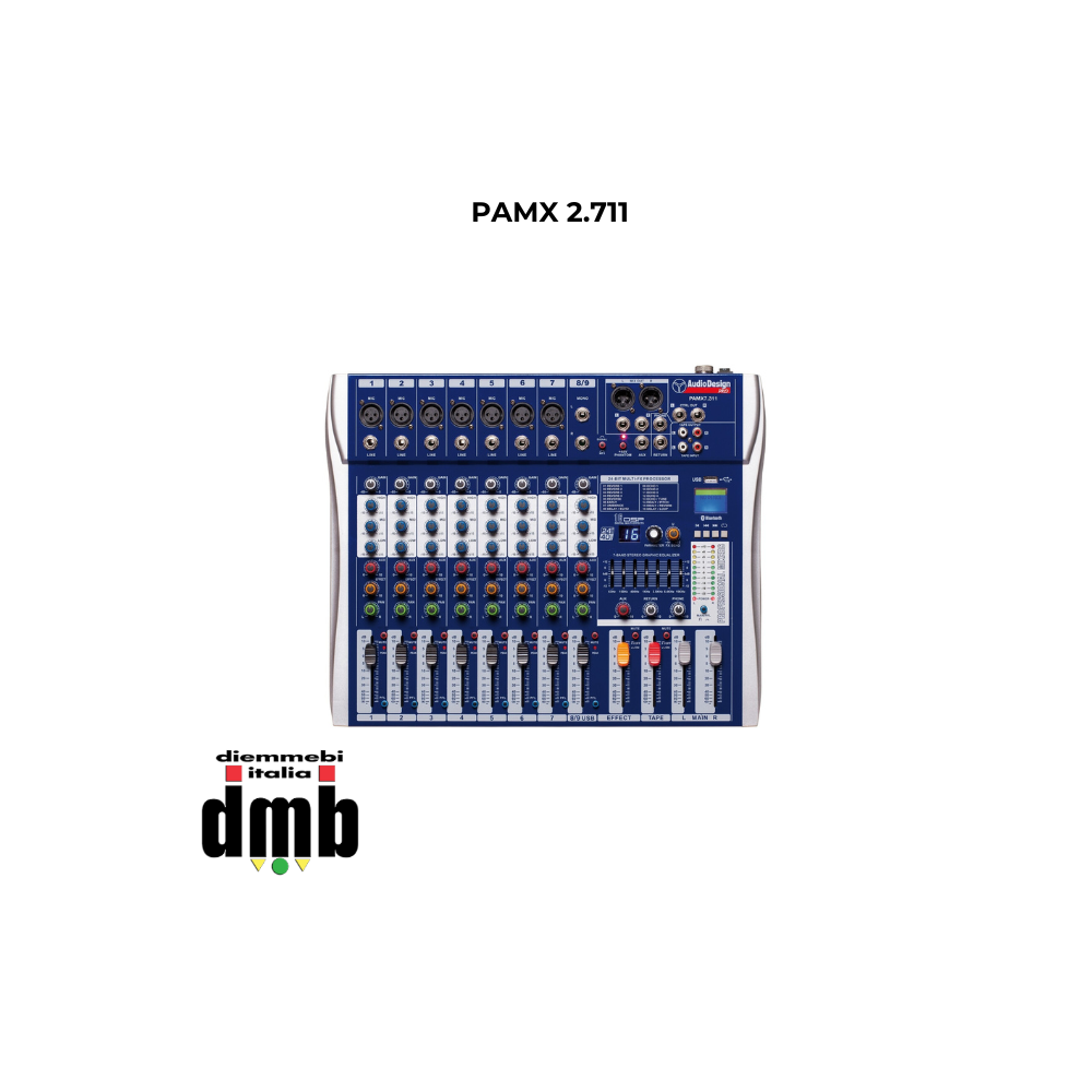 AUDIODESIGN PRO - PAMX 2.711 - Mixer professionale 7+1+1 canali - USB e 16 effetti con DSP