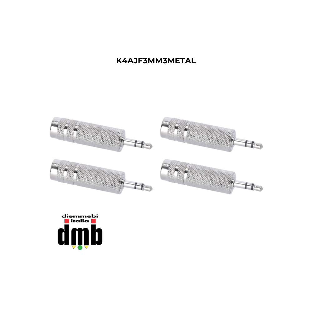 ADAM HALL - K4AJF3MM3METAL/4 - Confezione da 4 Adattatori 6,3 mm jack stereo femmina a 3,5 mm jack stereo maschio