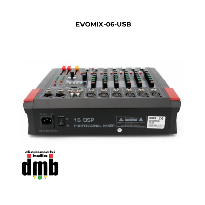 SINEXTESIS - EVOMIX-06-USB - Mixer 6 canali, multieffetto DSP, interfaccia USB, lettore Mp3, Bluetooth