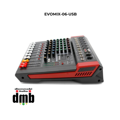 SINEXTESIS - EVOMIX-06-USB - Mixer 6 canali, multieffetto DSP, interfaccia USB, lettore Mp3, Bluetooth