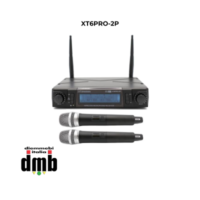 SINEXTESIS -	XT6PRO-2P - Radiomicrofono Professionale UHF Doppio Palmare con sintonizzatore PLL (16+16 Canali)