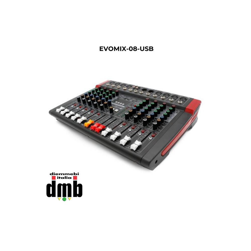 SINEXTESIS - EVOMIX-08-USB - Mixer 8 canali, multieffetto DSP, interfaccia USB, lettore Mp3, Bluetooth