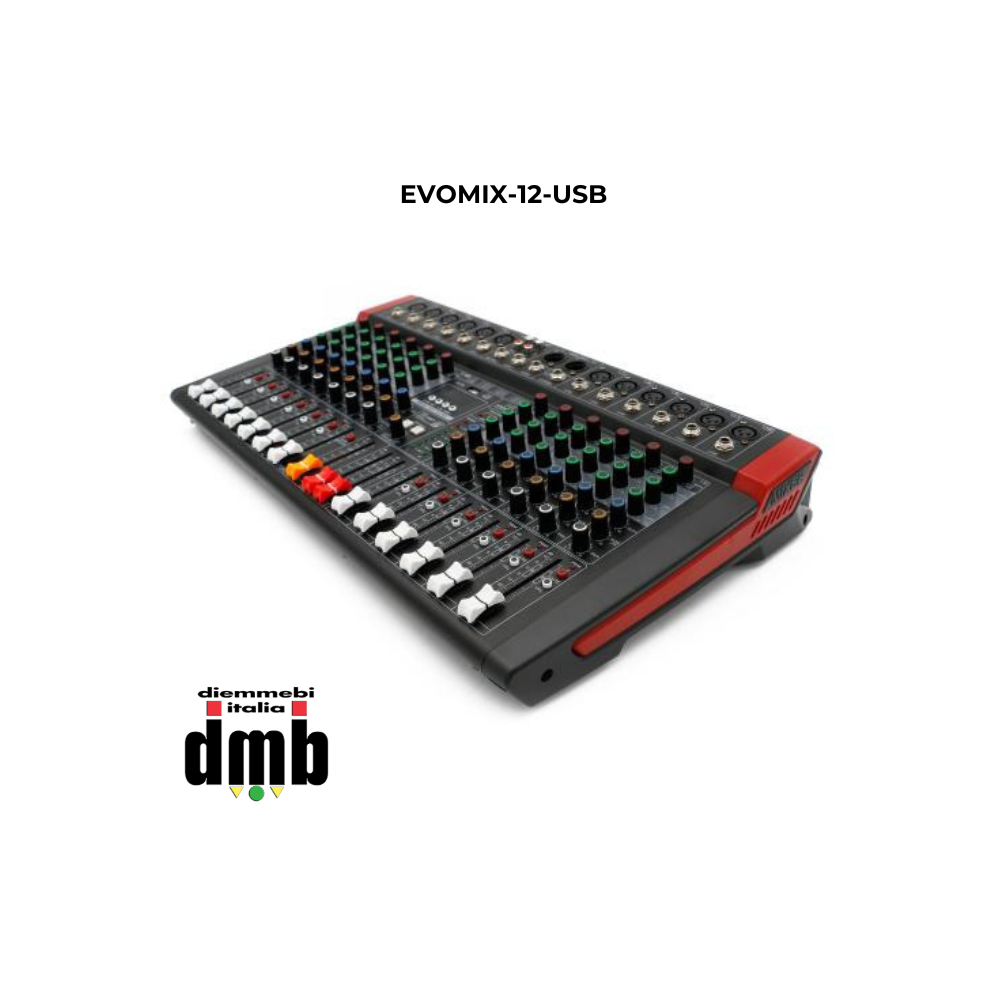 SINEXTESIS - EVOMIX-12-USB - Mixer 12 canali, multieffetto DSP, interfaccia USB, lettore Mp3, Bluetooth