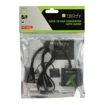 TECHLY - IDATA HDMI-VGA2A - Cavo Convertitore Adattatore da HDMI™ a VGA 1920x1200 con Audio 3.5"