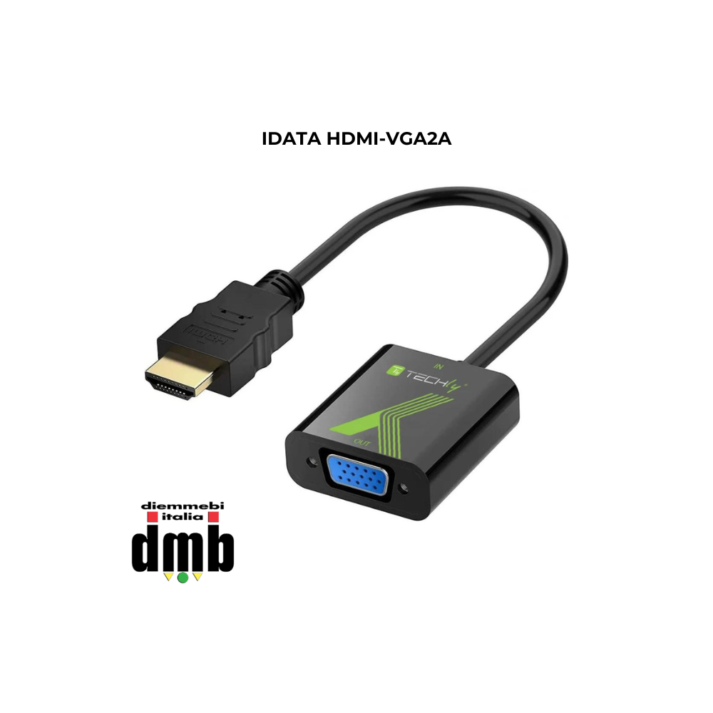 TECHLY - IDATA HDMI-VGA2A - Cavo Convertitore Adattatore da HDMI™ a VGA 1920x1200 con Audio 3.5"