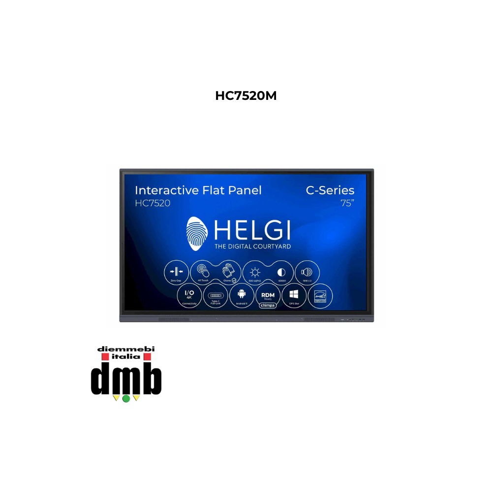 HELGI - HC7520M - Monitor Interattivo 75' C Series Wi-Fi RDM-Ready + Staffa