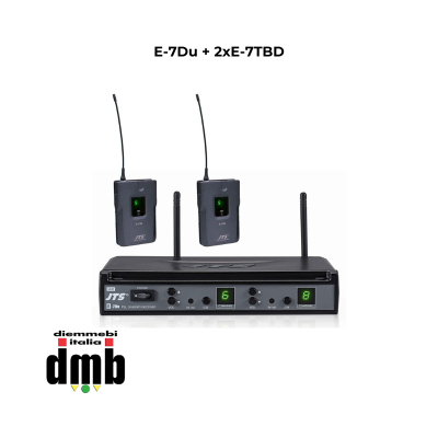 JTS - E-7Du + 2xE-7TBD - 43562 - Radiomicrofono UHF PLL 16 canali con doppio trasmettitore bodypack