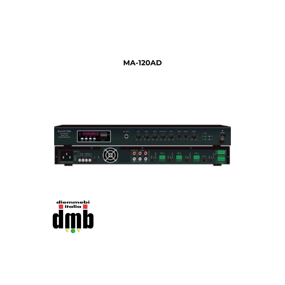 LUCKY TONE - MA-120AD - Mixer/Ampliﬁcatore digitale compatto in classe D con lettore MP3/USB/SD - Tuner FM - Bluetooth