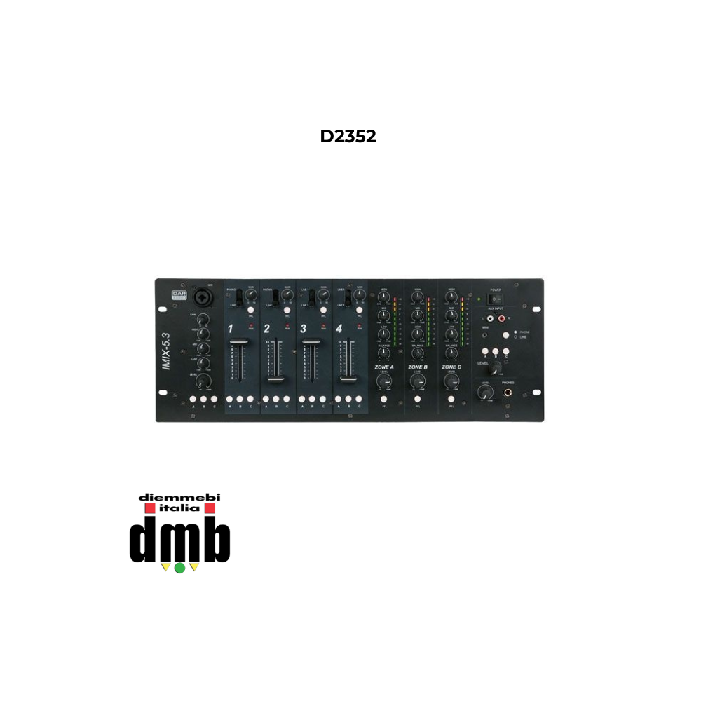 DAP - D2352 - Mixer a 3 zone da installazione 4U rack 5 canali IMIX-5.3
