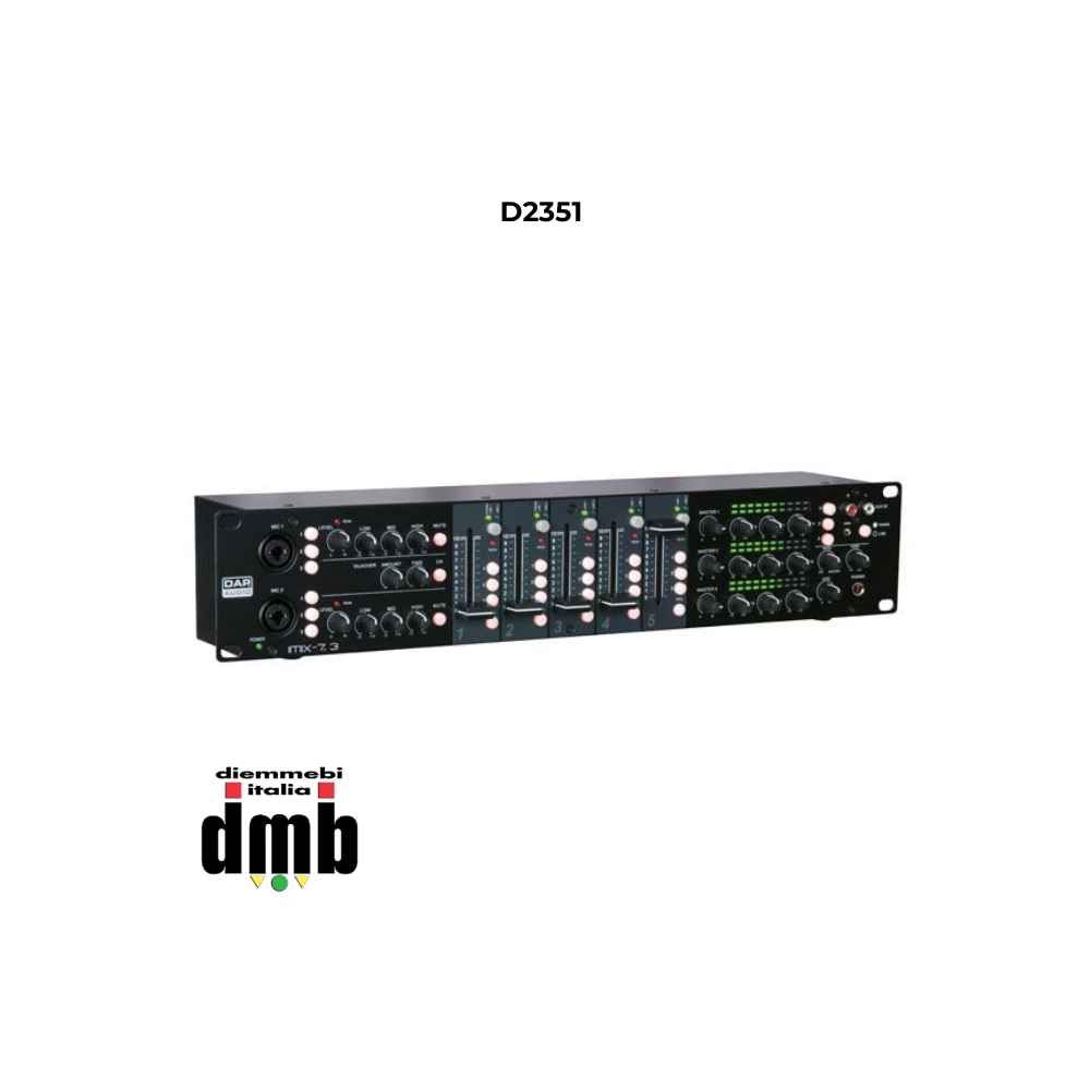 DAP - D2351 - Mixer audio da installazione a 3 zone 2U 7 canali IMIX-7.3