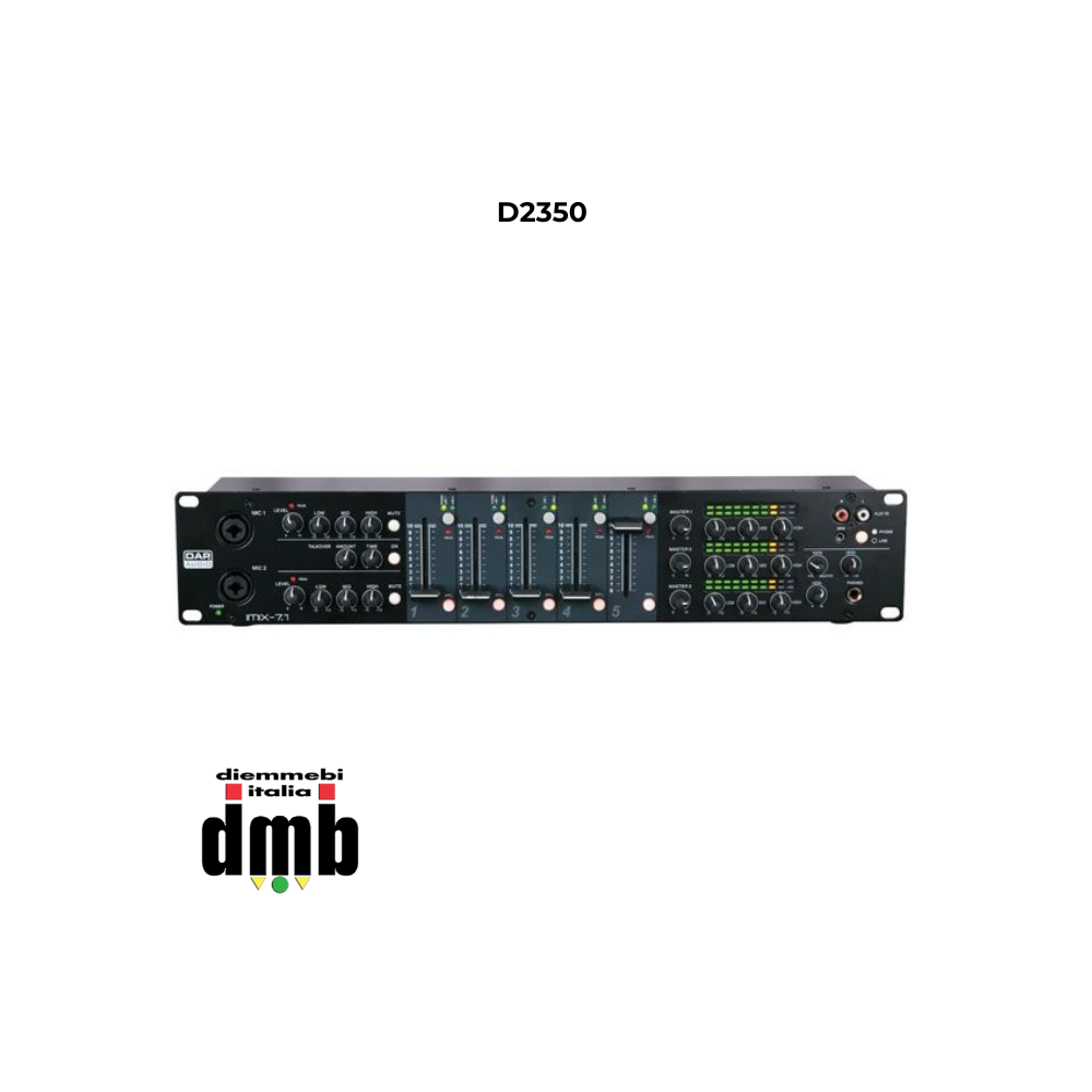 DAP AUDIO - D2350 - Mixer audio da installazione rack 2U 7 canali 3 zone IMIX-7.1
