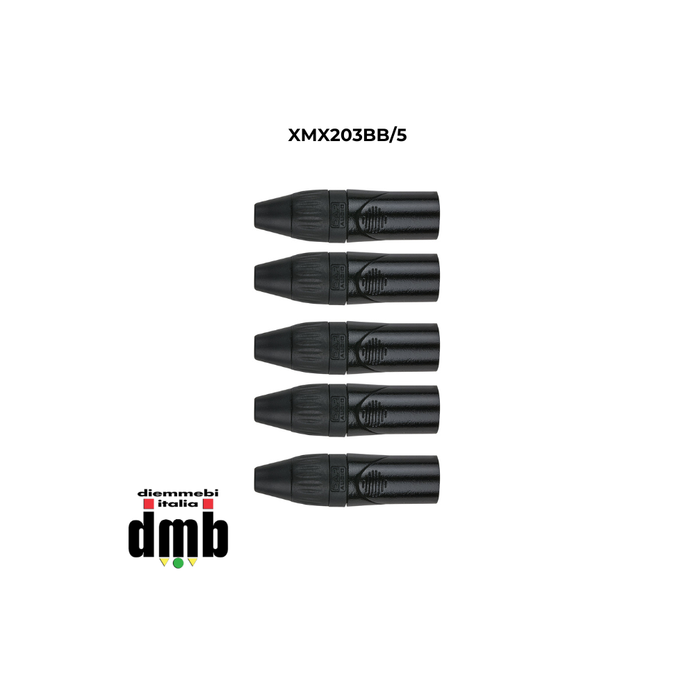 DAP AUDIO - XMX203BB/5 - Confezione da 5 Connettori cannon maschio XLR 3 poli