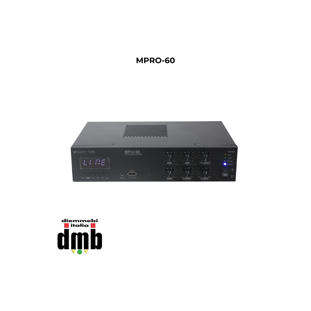 LUCKY TONE - MPRO-60 - Mixer Ampliﬁcatore digitale da 60W con Mediaplayer