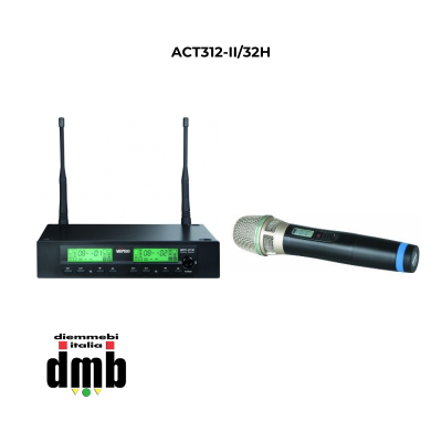 KIT MIPRO - ACT312-II/32H - Ricevitore doppio ACT 72+12 canali  UHF + Trasmettitore impugnatura