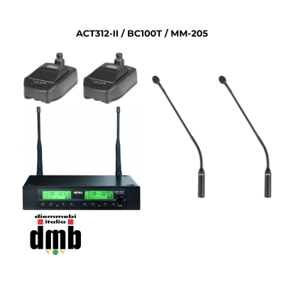 KIT MIPRO - ACT312-II/BC100T/MM-205 - Ricevitore doppio + Microfono Gooseneck + base da tavolo