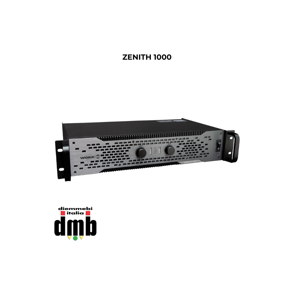 WORK - ZENITH 1000 - Amplificatore audio professionale a 2 canali da 500W @ 4 Ohm