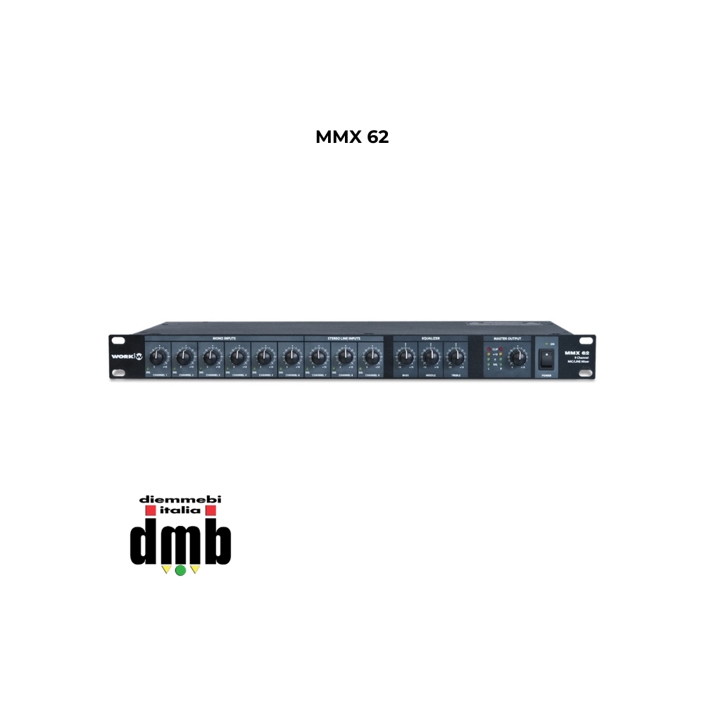 WORK - MMX 62 - Mixer audio analogico a 9 canali 1 HU 19 ''