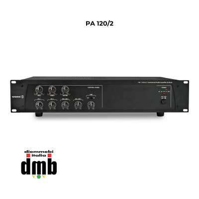 WORK - PA 120/2 - Amplificatore da installazione con mixer integrato da 120 W RMS su 8 Ohm, L100 V