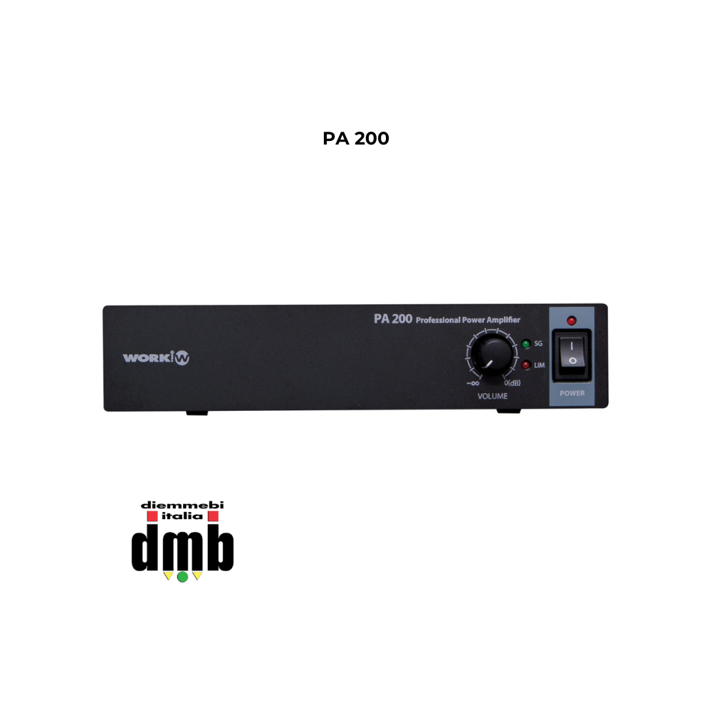 WORK - PA 200 - Amplificatore da 2x100W 8 ohm / 70 / 100V - RJ45 (comandi RS 485)