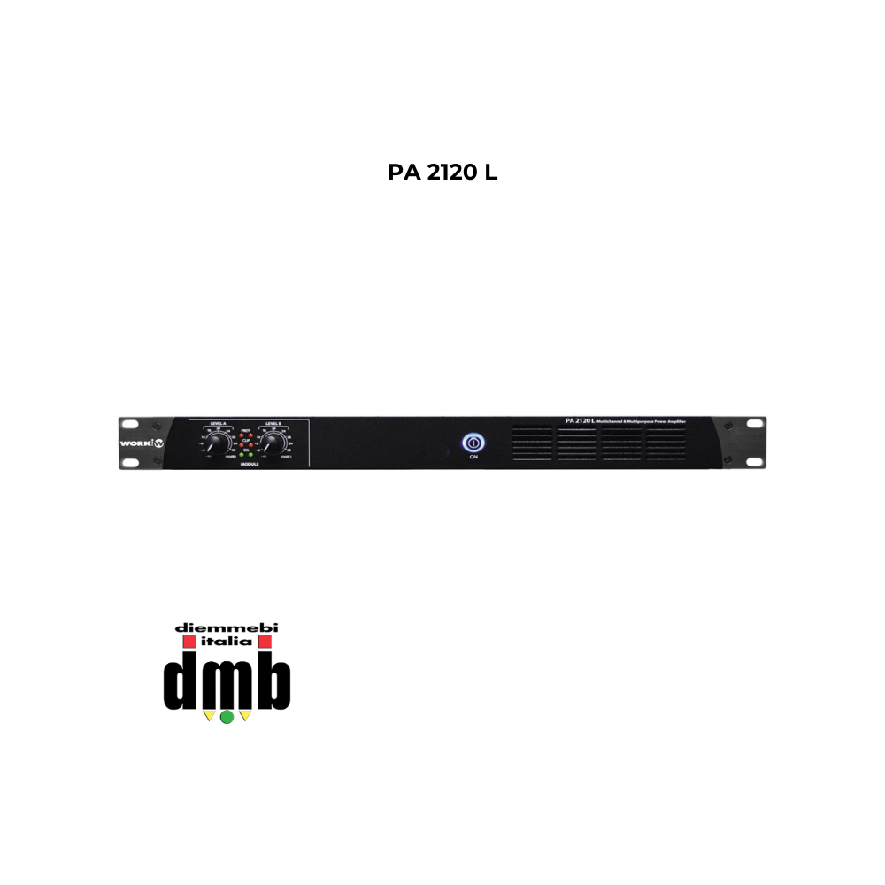 WORK - PA 2120 L - Amplificatore da installazione con 2 canali da 120W 70/100V