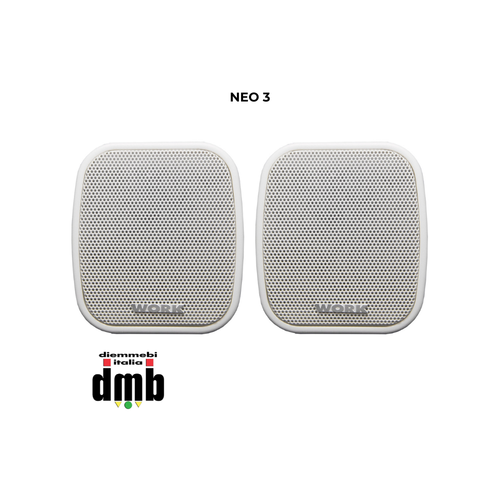 WORK - NEO 3 - Coppia di Altoparlante passivo 20 W @ 8 Ohm, 10 W @ L100V Bianco o nero