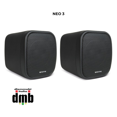 WORK - NEO 3 - Coppia di Altoparlante passivo 20 W @ 8 Ohm, 10 W @ L100V Bianco o nero