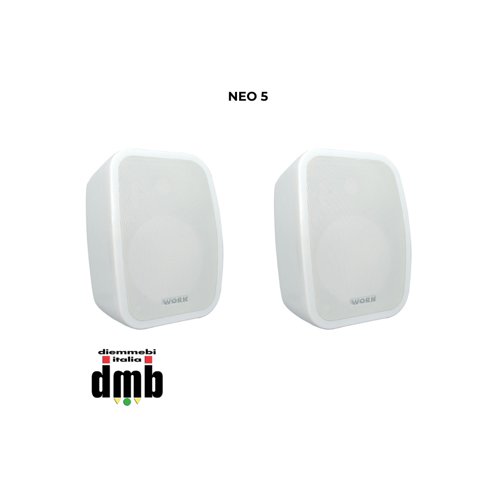 WORK - NEO 5 - Coppia di Altoparlanti passivi 40 W @ 8 Ohm, 16/8/4/2 W @ L100V Bianco o nero