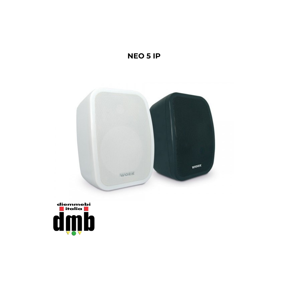 WORK - NEO 5 IP - Coppia di Casse acustiche passive 40 W @ 8 Ohm, 16/8/4/2 W L100V Bianco o nero