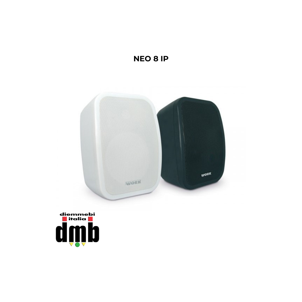 WORK - NEO 8 IP - Coppia di Altoparlanti da installazione 70W IP65 (linea 32W@100V) Bianco o Nero