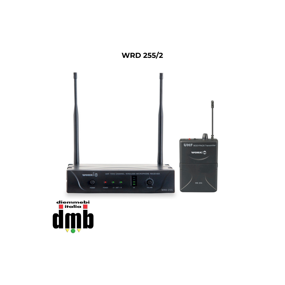 WORK - WRD 255/2 - Sistema wireless UHF con microfono da bavero.