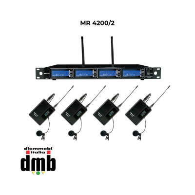 WORK - MR 4200/2 - Sistema wireless quadruplo con 4 microfoni da bavero