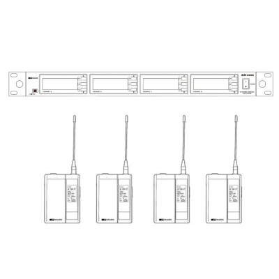 WORK - MR 4200/2 - Sistema wireless quadruplo con 4 microfoni da bavero