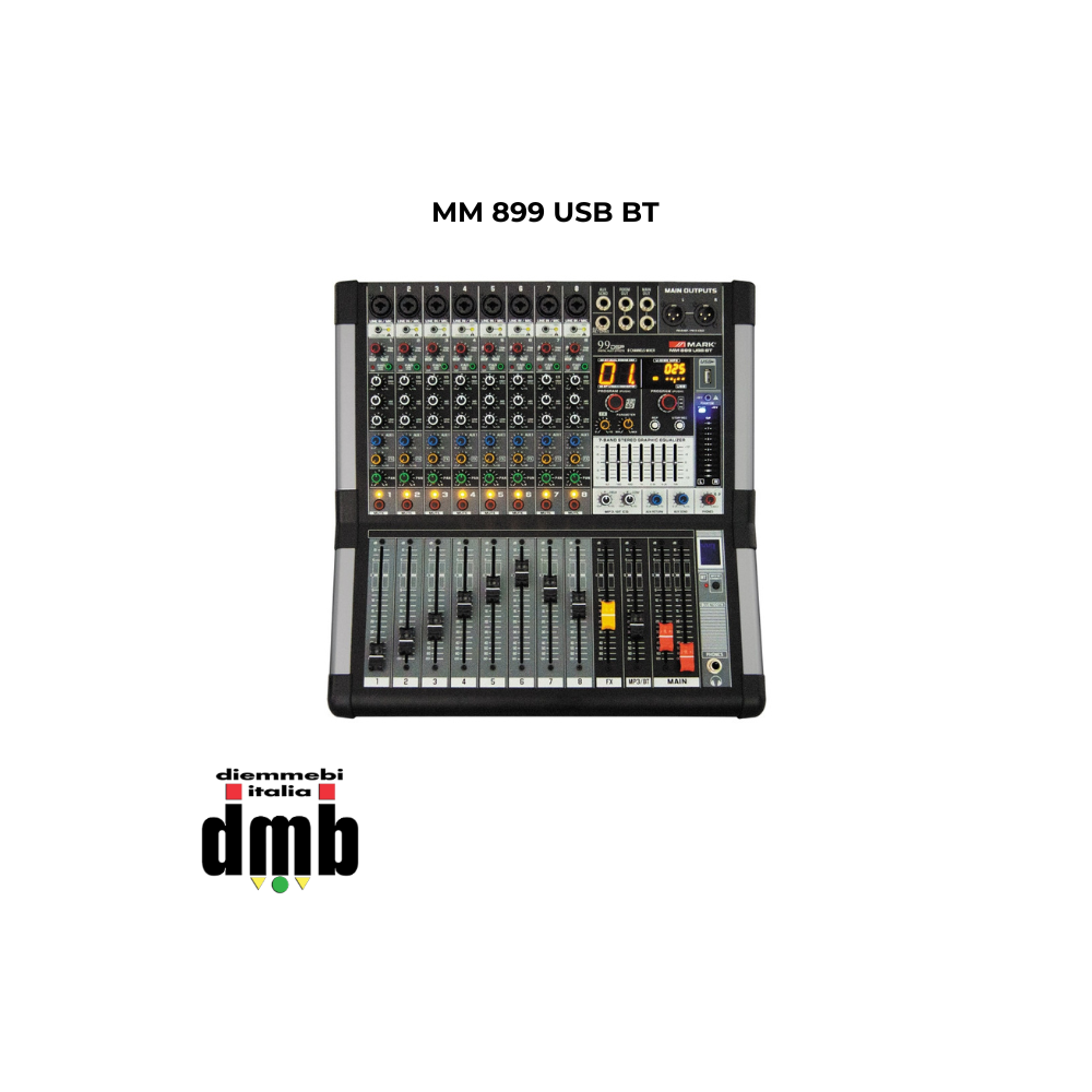 MARK - MM 899 USB BT - Mixer audio 8 canali con USB BT