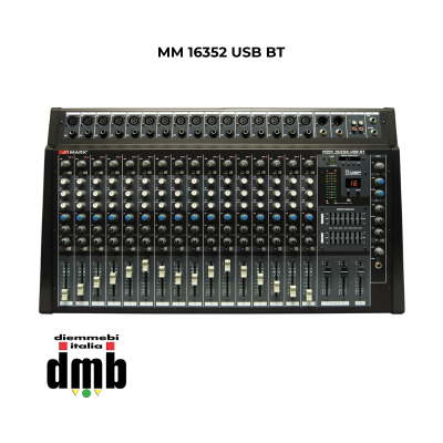 MARK - MPM 16352 USB BT - Mixer audio analogico autoalimentato 2 x 300 W @ 4 Ohm con lettore USB-SD e Bluetooth
