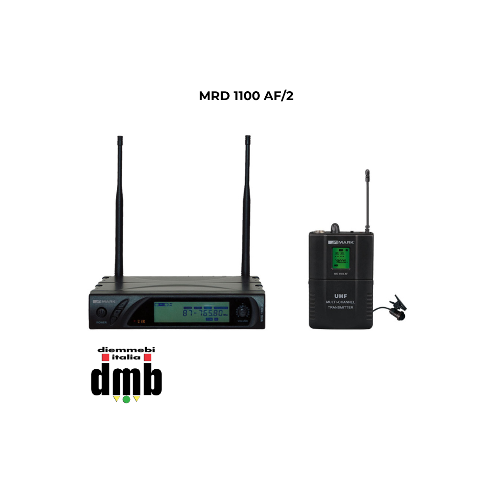 MARK - MRD 1100 AF/2 - Sistema wireless UHF diversity. 99 canali + trasmettitore bodypack