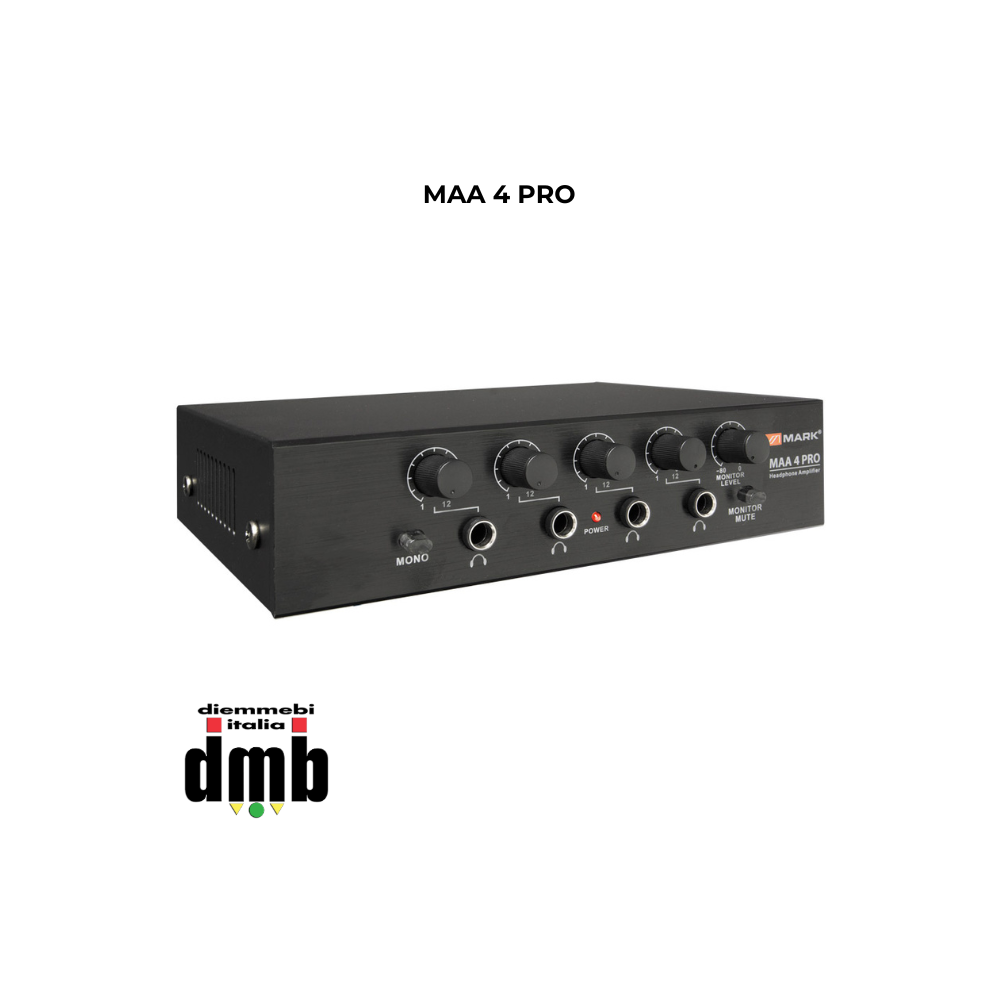 MARK - MAA 4 PRO - Amplificatore per cuffie. 4 uscite. Volume indipendente