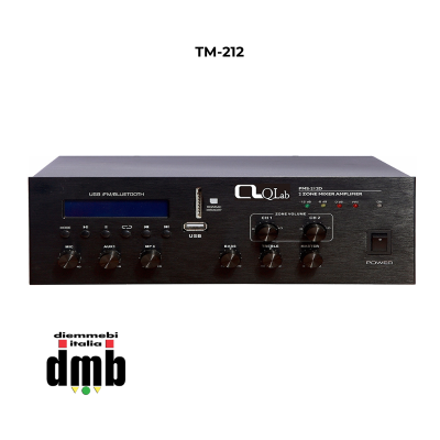 QLAB - TM-212 - Ampliﬁcatore/Mixer digitale 120W Bluetooth FM MP3 su USB/SD