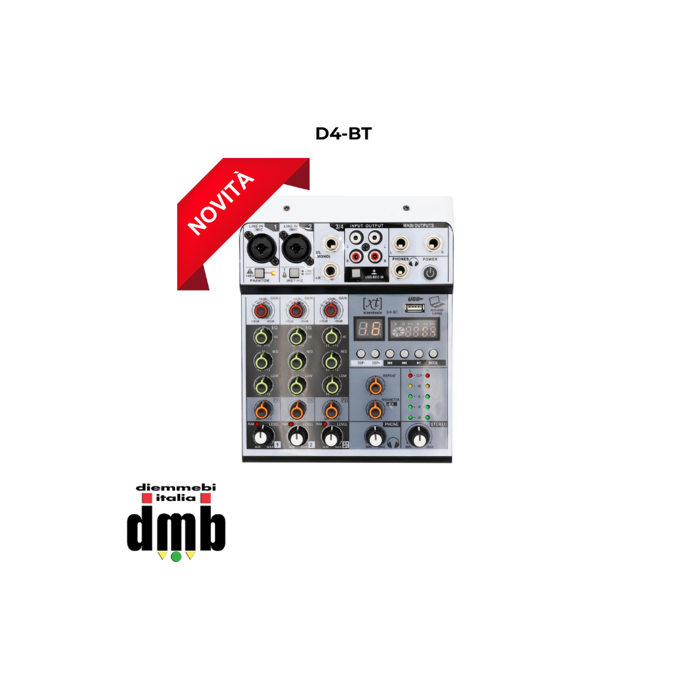 SINEXTESIS - 	D4-BT - Mixer/Scheda Audio 4 canali MP3 USB Bluetooth