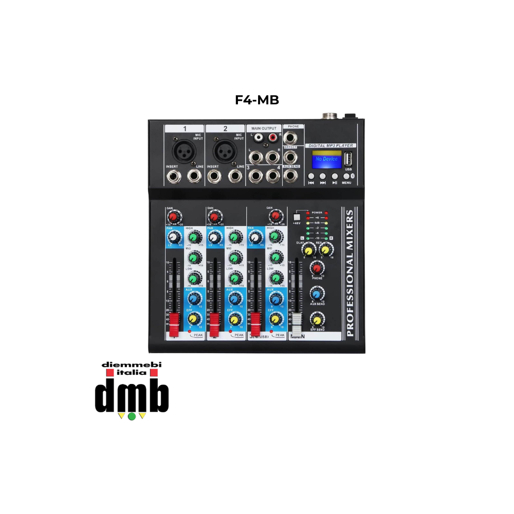 SINEXTESIS - F4-MB - Mixer audio 4 canali MP3 USB BT con effetto analogico