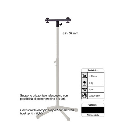 MD ITALY - SPC135 - Supporto orizzontale telescopico con possibilità di sostenere fino a 4 fari