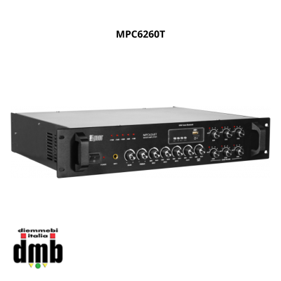 PROAUDIO - MPC6260T - Amplificatore mixer a 6 zone con sintonizzatore FM, Bluetooth, e lettore MP3/USB/SD card integrato