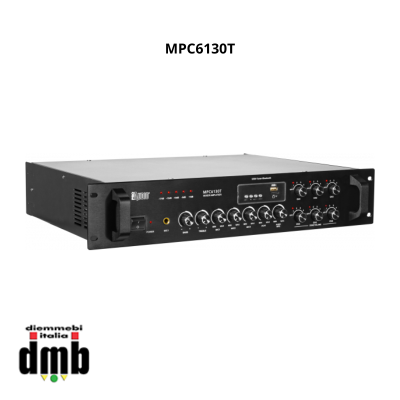 PROAUDIO - MPC6130T - Amplificatore mixer a 6 zone con sintonizzatore FM, Bluetooth e lettore MP3/USB/SD card integrato