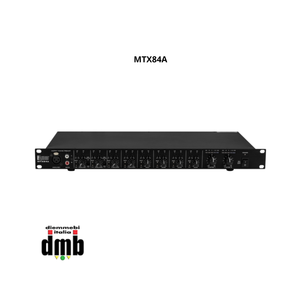 PROAUDIO - MTX84A - Preamplificatore Mixer Stereo (8 ingressi e 4 uscite)