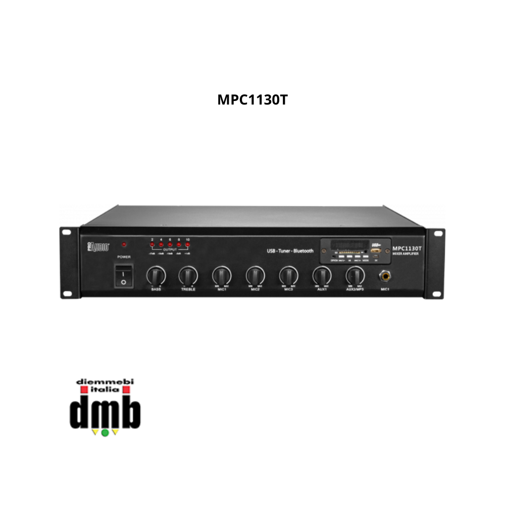 PROAUDIO - MPC1130T - Amplificatore mixer con sitonizzatore FM, BT, Lettore MP3/USB/SD ideale per PA